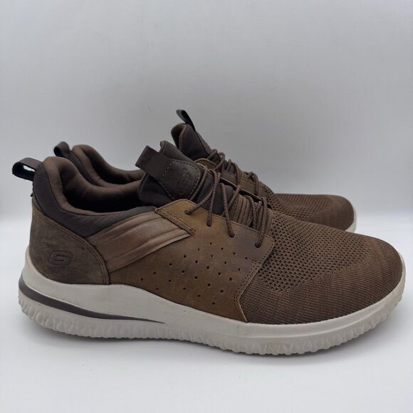 Skechers Delson 3.0 Cicida Mens 12 Slip On Sneakers Brown Athletic 210238 Shoes - Picture 4 of 9